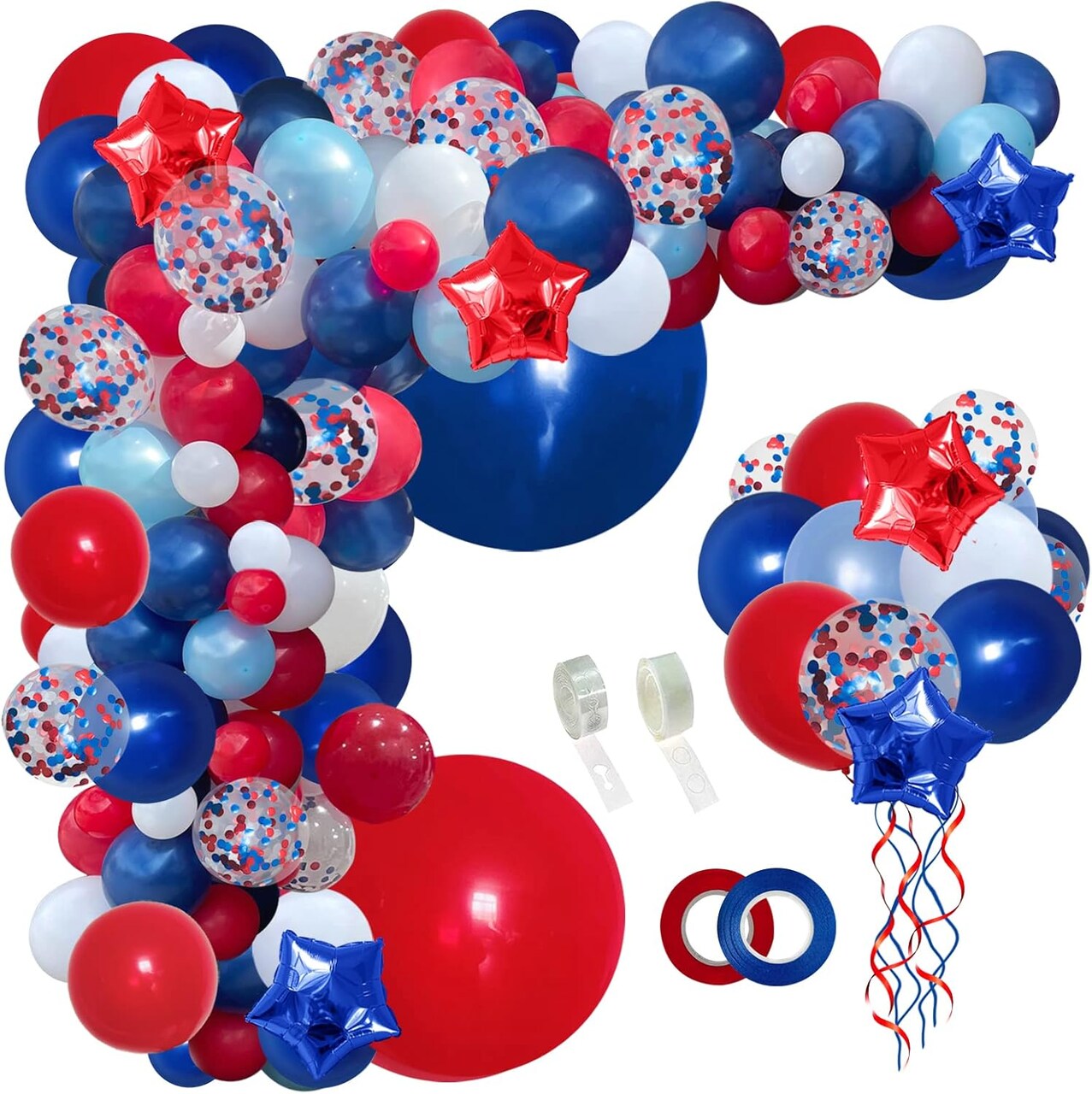 140PCS Balloon Garland Kit – Navy Blue, Red & White Balloons for Graduation, Class of 2024, 4th of July, Patriotic, Veteran’s Day, Nautical, Baseball, Spider-Man & Birthday Party Decorations